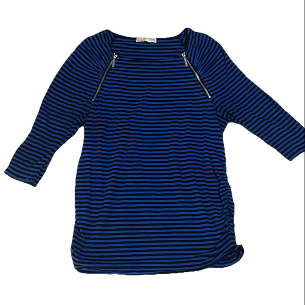 Women's Michael Kors Blue Black Striped 3/4 Sleeve Tunic XL